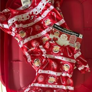 Size 6 Elf on the shelf pajamas nightgown with matching nightgown for doll